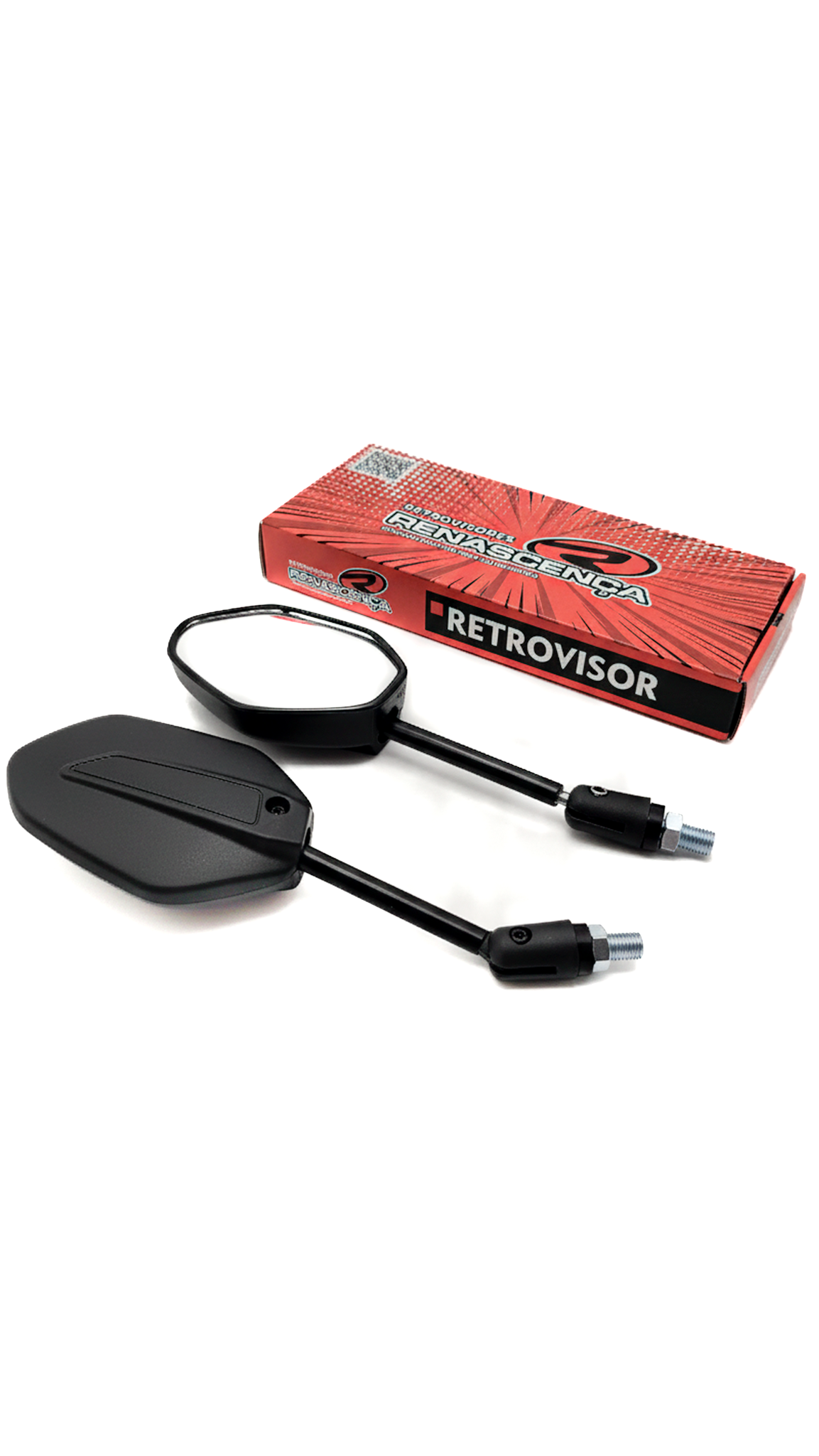 Par Espelho Retrovisor Mini Articulado Preto Titan 125/150/160/Mix/Fan/Esd/Ed/Ks Todas