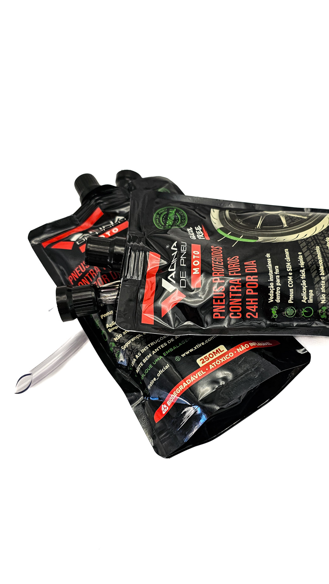 Kit 2 Vacina Anti Furo Para Pneu Câmara Xtire Moto Titan Fan Fazer Xre Bros Lander - 2 Frasco 250ml