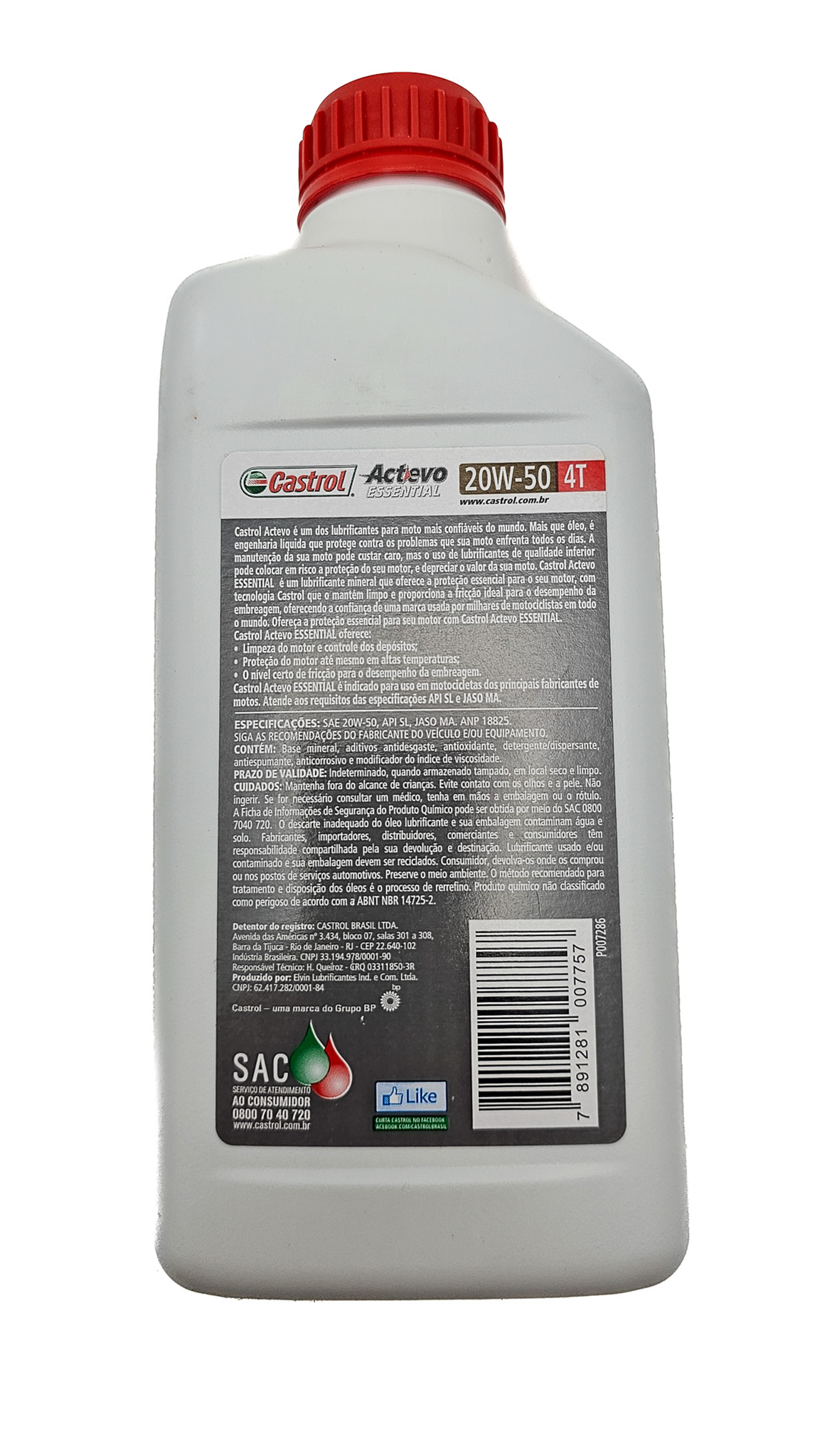 Óleo Motor 4T 20w50 Actevo Essential Mineral Castrol