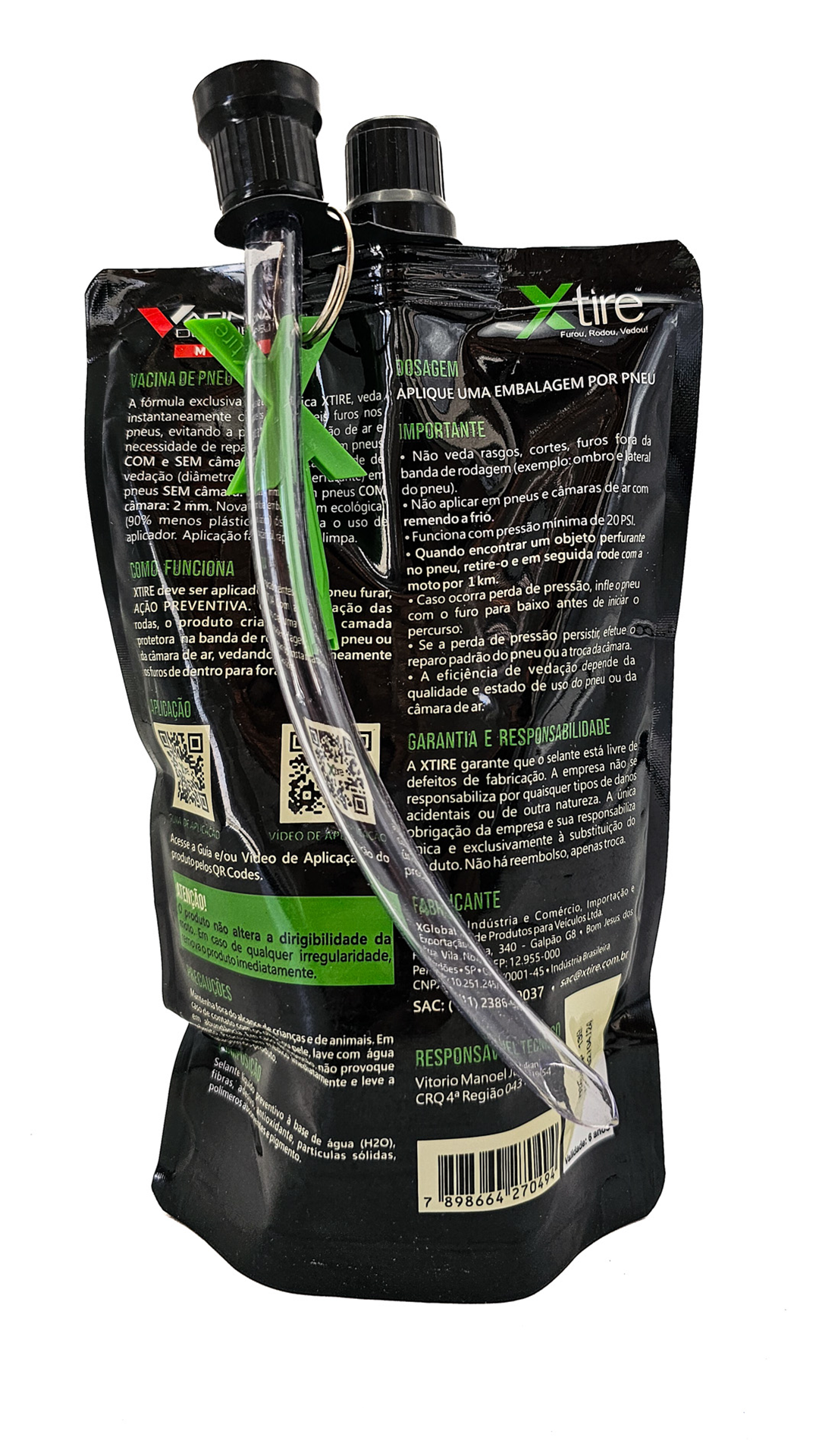 Kit 2 Vacina Anti Furo Para Pneu Câmara Xtire Moto Titan Fan Fazer Xre Bros Lander - 2 Frasco 250ml