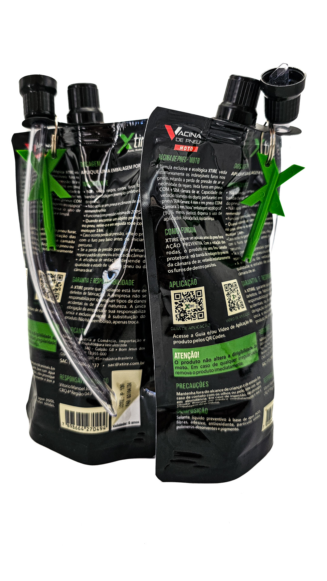 Kit 2 Vacina Anti Furo Para Pneu Câmara Xtire Moto Titan Fan Fazer Xre Bros Lander - 2 Frasco 250ml