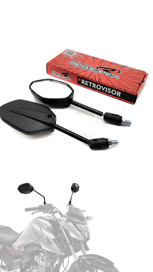 Par Espelho Retrovisor  Mini Articulado Preto Titan 125/150/160/Mix/Fan/Esd/Ed/Ks Todas