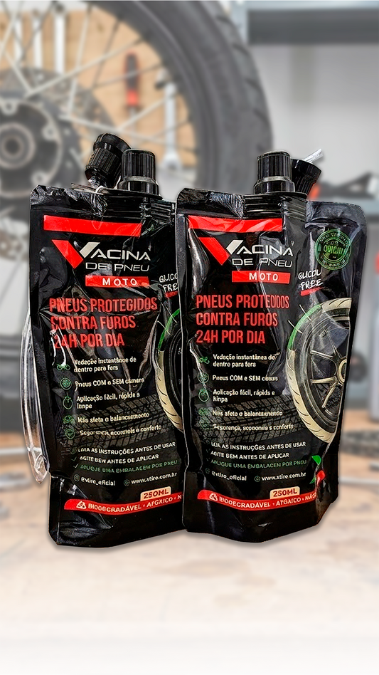 Kit 2 Vacina Anti Furo Para Pneu Câmara Xtire Moto Titan Fan Fazer Xre Bros Lander - 2 Frasco 250ml